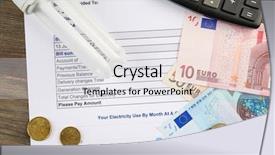  Presentation with electricity - Slide deck enhanced with banknotes coins and electricity bill background and a light gray colored foreground