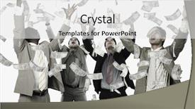  Presentation with four directions templat - Audience pleasing presentation theme consisting of banknotes falling over four businessmen backdrop and a white colored foreground
