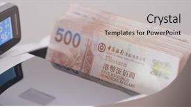  Presentation with counting - Cool new PPT theme with banknotes in counting machine backdrop and a light gray colored foreground