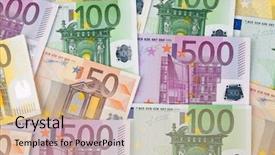  Presentation with european union - Cool new slides with banknotes of the european union backdrop and a coral colored foreground