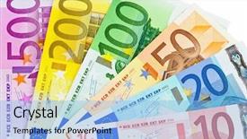  Presentation with european union - PPT layouts featuring banknotes of the european union background and a light blue colored foreground