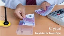  Presentation with european union - Amazing PPT theme having banknotes of the european union backdrop and a coral colored foreground