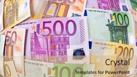  Presentation with credit union - Presentation theme with banknotes of the european union background and a coral colored foreground