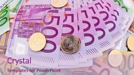  Presentation with credit union - Colorful PPT theme enhanced with banknotes of the european union backdrop and a lemonade colored foreground