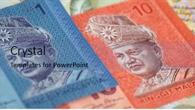  Presentation with ringgit malaysia - PPT theme having banknotes of the malaysia 1 background and a teal colored foreground