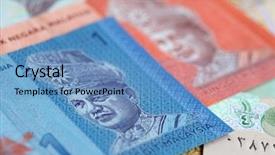  Presentation with ringgit malaysia - Presentation design featuring banknotes of the malaysia 1 background and a teal colored foreground