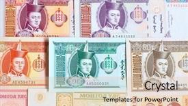  Presentation with mongolia - Presentation theme having banknotes of the mongolia background and a lemonade colored foreground