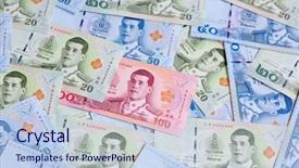  Presentation with thailand - Colorful PPT theme enhanced with banknotes of the thailand new backdrop and a light blue colored foreground