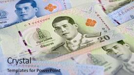  Presentation with curicullum design in physical education - Slide set having banknotes of the thailand new background and a light blue colored foreground