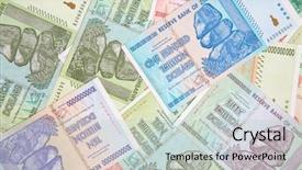  Presentation with european union banknotes and coins - Audience pleasing presentation theme consisting of banknotes of zimbabwe after hyperinflation backdrop and a  colored foreground