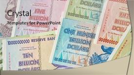  Presentation with european union banknotes and coins - PPT theme with banknotes of zimbabwe after hyperinflation background and a  colored foreground
