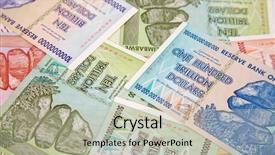 Presentation with european union banknotes and coins - Colorful slide set enhanced with banknotes of zimbabwe after hyperinflation backdrop and a  colored foreground