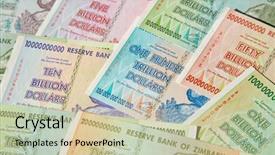  Presentation with european union banknotes and coins - Audience pleasing PPT theme consisting of banknotes of zimbabwe after hyperinflation backdrop and a soft green colored foreground