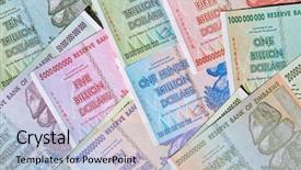  Presentation with european union banknotes and coins - Presentation design with banknotes of zimbabwe after hyperinflation background and a  colored foreground