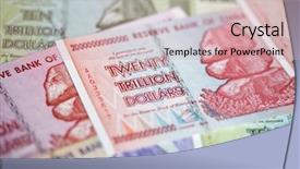  Presentation with european union banknotes and coins - Audience pleasing slide deck consisting of banknotes of zimbabwe after hyperinflation backdrop and a  colored foreground