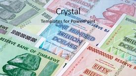  Presentation with european union banknotes and coins - PPT theme consisting of banknotes of zimbabwe after hyperinflation background and a light blue colored foreground