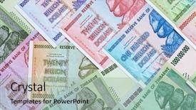  Presentation with european union banknotes and coins - PPT layouts having banknotes of zimbabwe after hyperinflation background and a light gray colored foreground