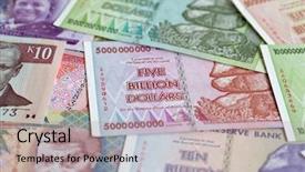  Presentation with european union banknotes and coins - Presentation theme with banknotes of zimbabwe after hyperinflation background and a  colored foreground
