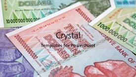  Presentation with european union banknotes and coins - Colorful presentation enhanced with banknotes of zimbabwe after hyperinflation backdrop and a  colored foreground