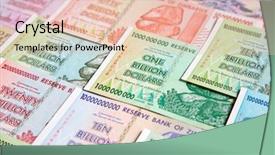  Presentation with european union banknotes and coins - Theme with banknotes of zimbabwe after hyperinflation background and a  colored foreground