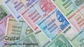  Presentation with banknotes - Beautiful PPT theme featuring banknotes of zimbabwe after hyperinflation backdrop and a light blue colored foreground