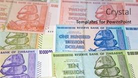  Presentation with banknotes - PPT theme with banknotes-of-zimbabwe-after-hyperinflation background and a soft green colored foreground
