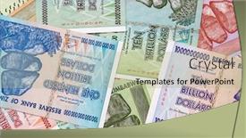  Presentation with european union banknotes and coins - Slide set with banknotes-of-zimbabwe-after-hyperinflation background and a mint green colored foreground