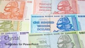  Presentation with banknotes - Audience pleasing PPT layouts consisting of banknotes-of-zimbabwe-after-hyperinflation backdrop and a light blue colored foreground