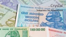  Presentation with banknotes - Theme with banknotes-of-zimbabwe-after-hyperinflation background and a light blue colored foreground
