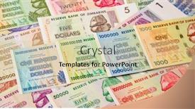  Presentation with banknotes - PPT theme featuring banknotes-of-zimbabwe-after-hyperinflation background and a lemonade colored foreground