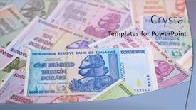  Presentation with banknotes - Slide set with banknotes-of-zimbabwe-after-hyperinflation background and a lemonade colored foreground