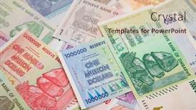  Presentation with banknotes - PPT theme enhanced with banknotes-of-zimbabwe-after-hyperinflation background and a  colored foreground