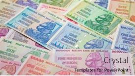  Presentation with banknotes - Slides enhanced with banknotes-of-zimbabwe-after-hyperinflation background and a  colored foreground