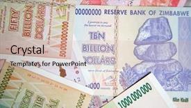  Presentation with banknotes - PPT theme with banknotes of zimbabwe after hyperinflation background and a soft green colored foreground