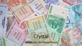  Presentation with european union banknotes and coins - Slide set with banknotes of zimbabwe after hyperinflation background and a light gray colored foreground