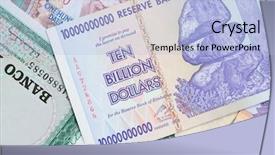 Presentation with european union banknotes and coins - Colorful PPT theme enhanced with banknotes of zimbabwe after hyperinflation backdrop and a  colored foreground