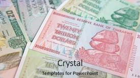  Presentation with european union banknotes and coins - Audience pleasing PPT layouts consisting of banknotes of zimbabwe after hyperinflation backdrop and a  colored foreground