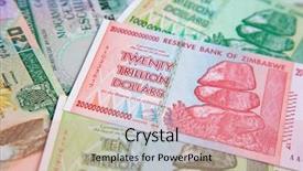  Presentation with european union banknotes and coins - Cool new PPT theme with banknotes of zimbabwe after hyperinflation backdrop and a coral colored foreground