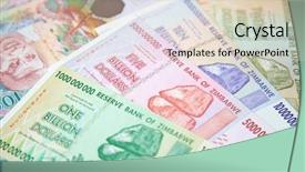  Presentation with banknotes - Amazing PPT theme having banknotes of zimbabwe after hyperinflation backdrop and a lemonade colored foreground
