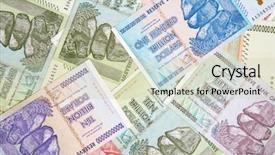  Presentation with european union banknotes and coins - Slide set enhanced with banknotes of zimbabwe after hyperinflation background and a  colored foreground