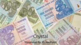  Presentation with european union banknotes and coins - PPT theme having banknotes of zimbabwe after hyperinflation background and a  colored foreground