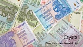  Presentation with european union banknotes and coins - Amazing theme having banknotes of zimbabwe after hyperinflation backdrop and a  colored foreground