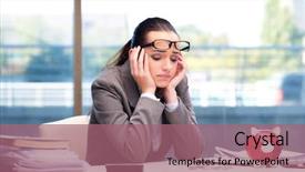  Presentation with bank broke - Amazing slide deck having bankrupt broke businesswoman with piggy backdrop and a coral colored foreground