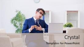  Presentation with heart attack - Presentation design having bankrupt businessman having heart attack background and a light gray colored foreground