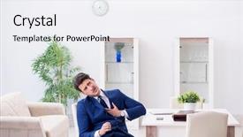  Presentation with heart attack - Colorful presentation theme enhanced with bankrupt businessman having heart attack backdrop and a white colored foreground