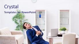  Presentation with heart attack - Cool new slide deck with bankrupt businessman having heart attack backdrop and a sky blue colored foreground