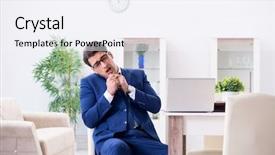  Presentation with heart attack - Cool new presentation theme with bankrupt businessman having heart attack backdrop and a sky blue colored foreground