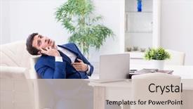  Presentation with heart attack - Colorful slide set enhanced with bankrupt businessman having heart attack backdrop and a soft green colored foreground