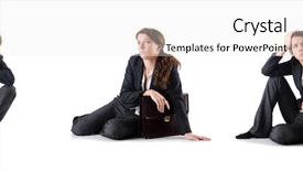  Presentation with frames isolated on white brown - Colorful slide deck enhanced with bankrupt businesswoman isolated on white backdrop and a white colored foreground