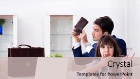  Presentation with cash - Amazing theme having bankrupt family with no cash backdrop and a soft green colored foreground